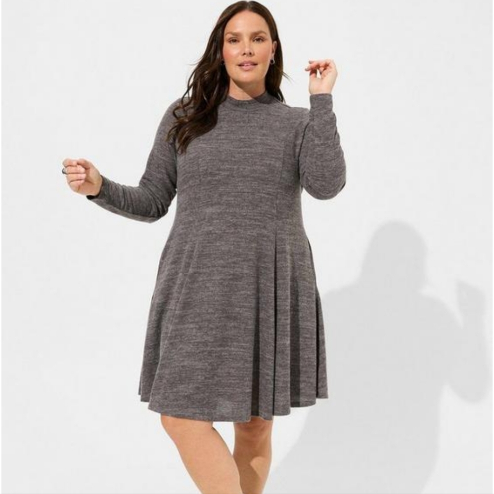 Mock Neck Fit N Flare Dress